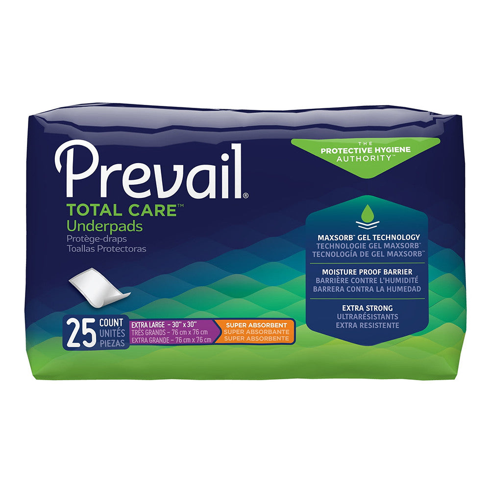 Prevail Total Care Underpad Heavy Absorbency 30X30, 25 Ea/4 Pack
