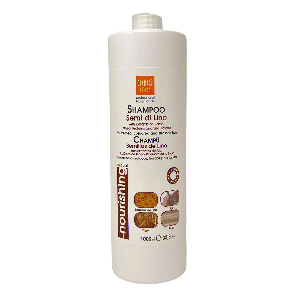Ever Ego Semi Di Lino Nourishing Shampoo with Garlic Wheat and Silk Protein Extracts 33.8Oz (1000ml)