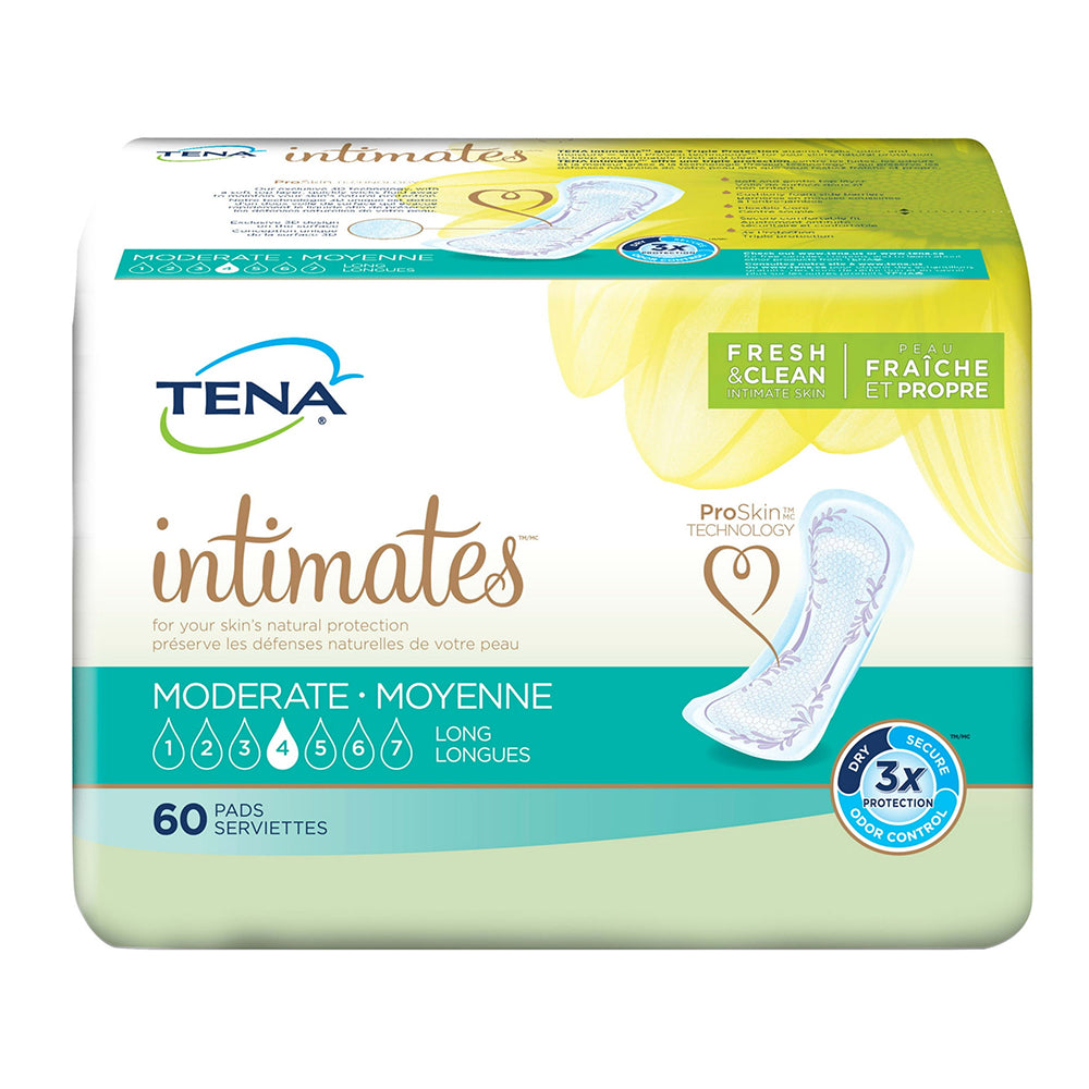 Tena Intimates Moderate Moyenne Long Natural Protection Pads Fresh Clean 60Ea