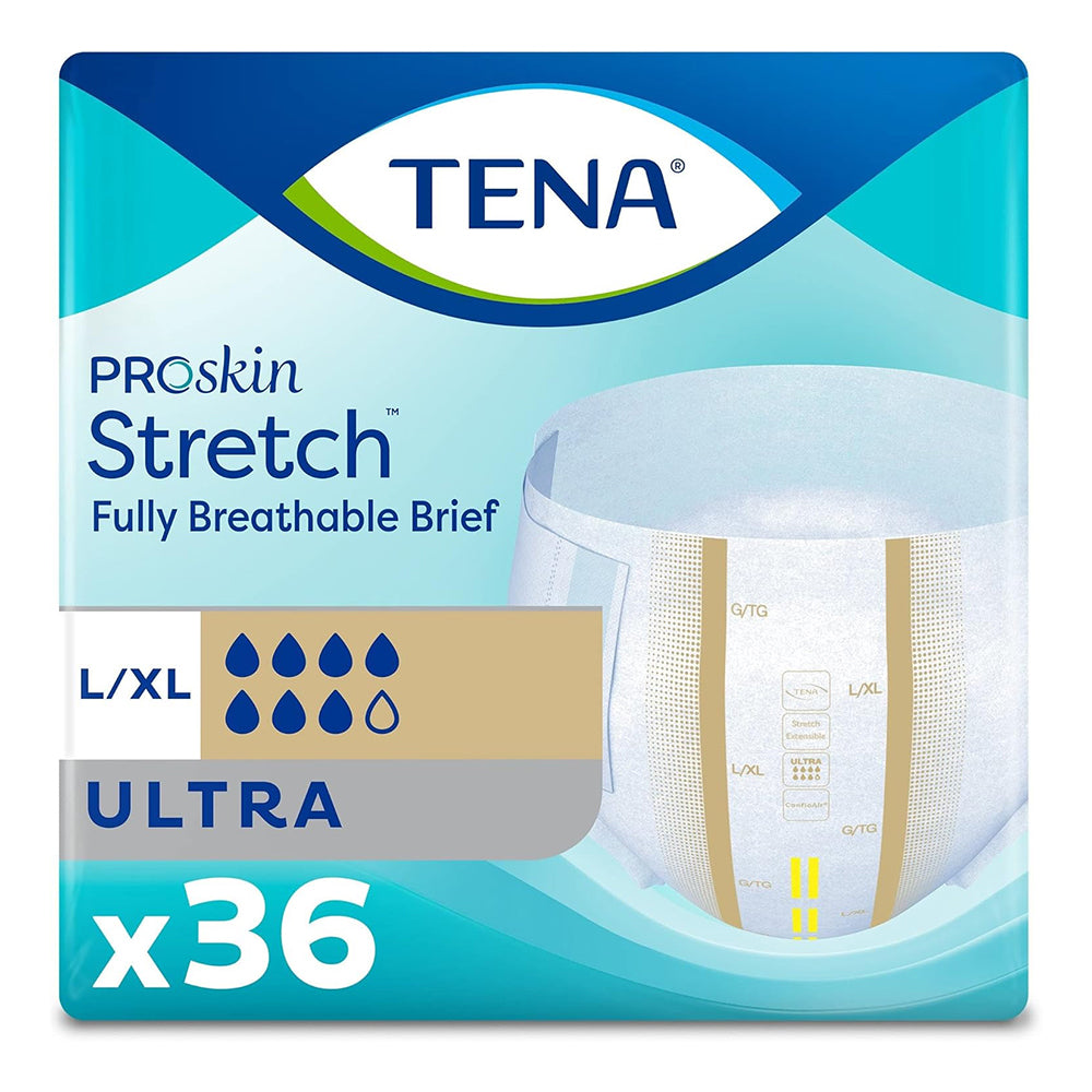 Tena Ultra Stretch Adult Briefs Heavy Absorbency Leakage protection Large XL 36Ea