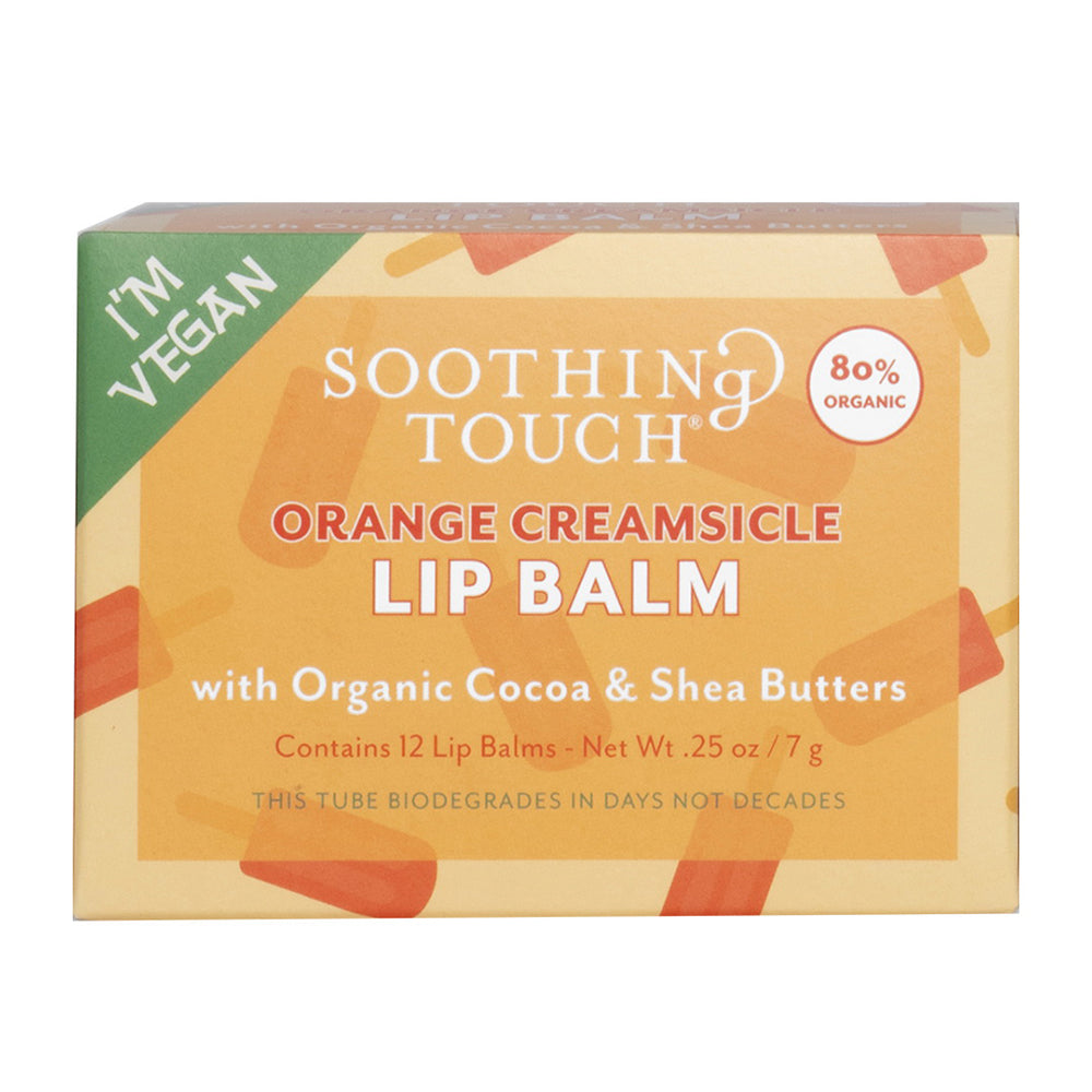 Soothing Touch Orange Creamsicle Vegan Lip Balm with Organic Ingredients 12Ea