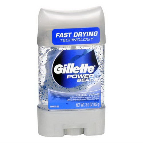 Gillette 3X Clear Gel Antiperspirant Deodorant Cool Wave, Power Beads, 2.85 Oz