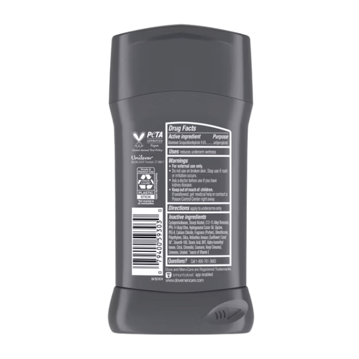 Dove Men Plus Care Stain Defense Antiperspirant Deodorant Stick Clean, 2.7 Oz