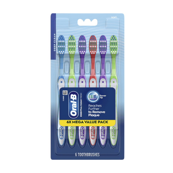 Oral-B Fresh & Clean Toothbrushes, Soft, Assorted, 6 Ea
