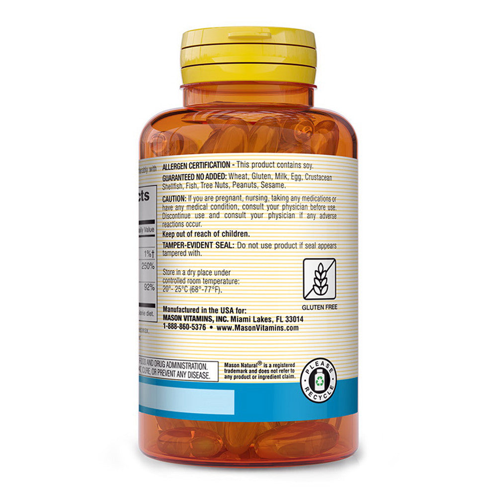 Mason Natural Calcium 1200 mg with Vitamin D 3 50 mcg Softgels for Bone Health, 60 Ea