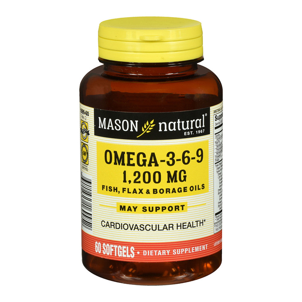 Mason Omega 3 6 9 1200 mcg Softgels for Cardiovascular Health, 60 Ea