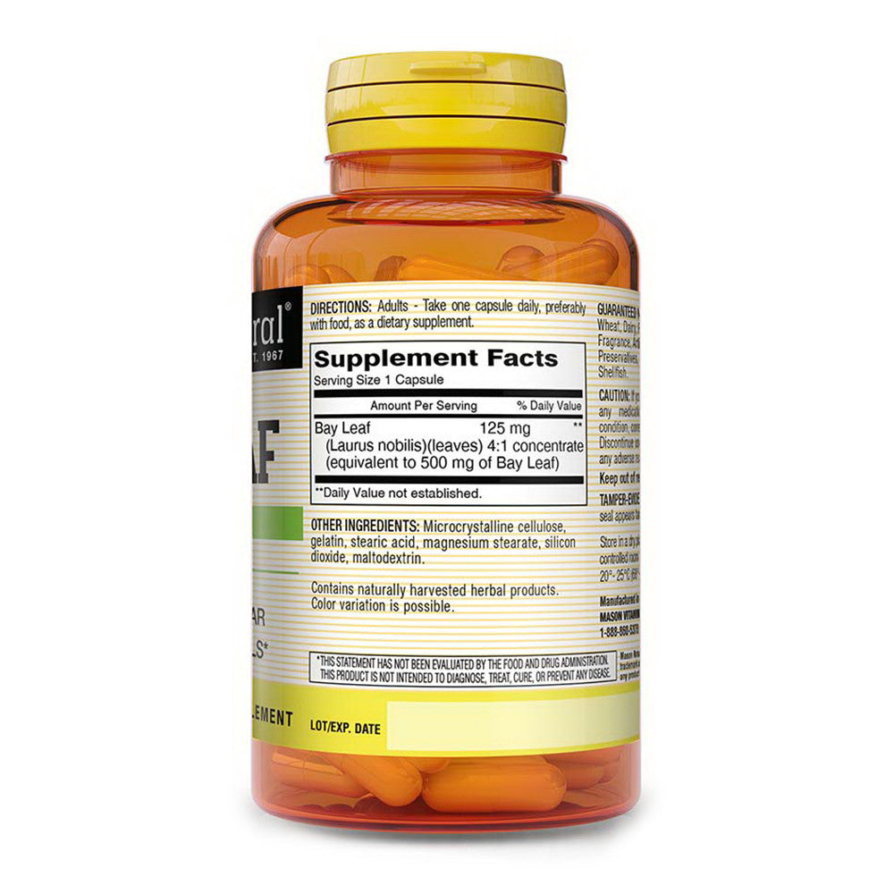 Mason Natural Bay Leaf for Blood Sugar and Cholestrol Levels, 60 Ea