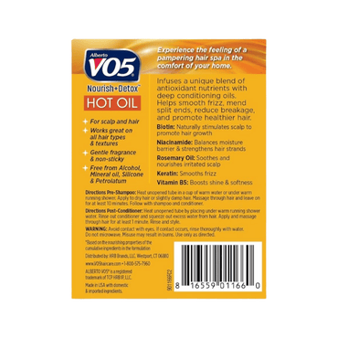 Alberto Vo5 Hot Oil Moisturizing Treatment With Vitamin E, 0.5 Oz, 2 tubes