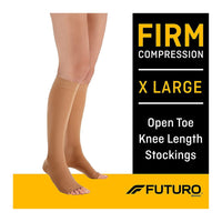 Futuro Therapeutic Support, Firm Compression Knee High, Open Toe, Beige, Xtra Large - 1 Ea
