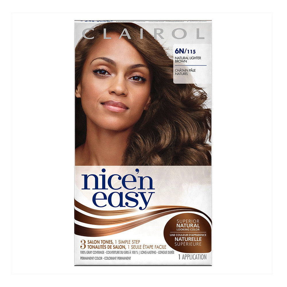 Clairol Nice n Easy 6N/115 Natural Lighter Brown Permanent Hair Color, 1 Kit