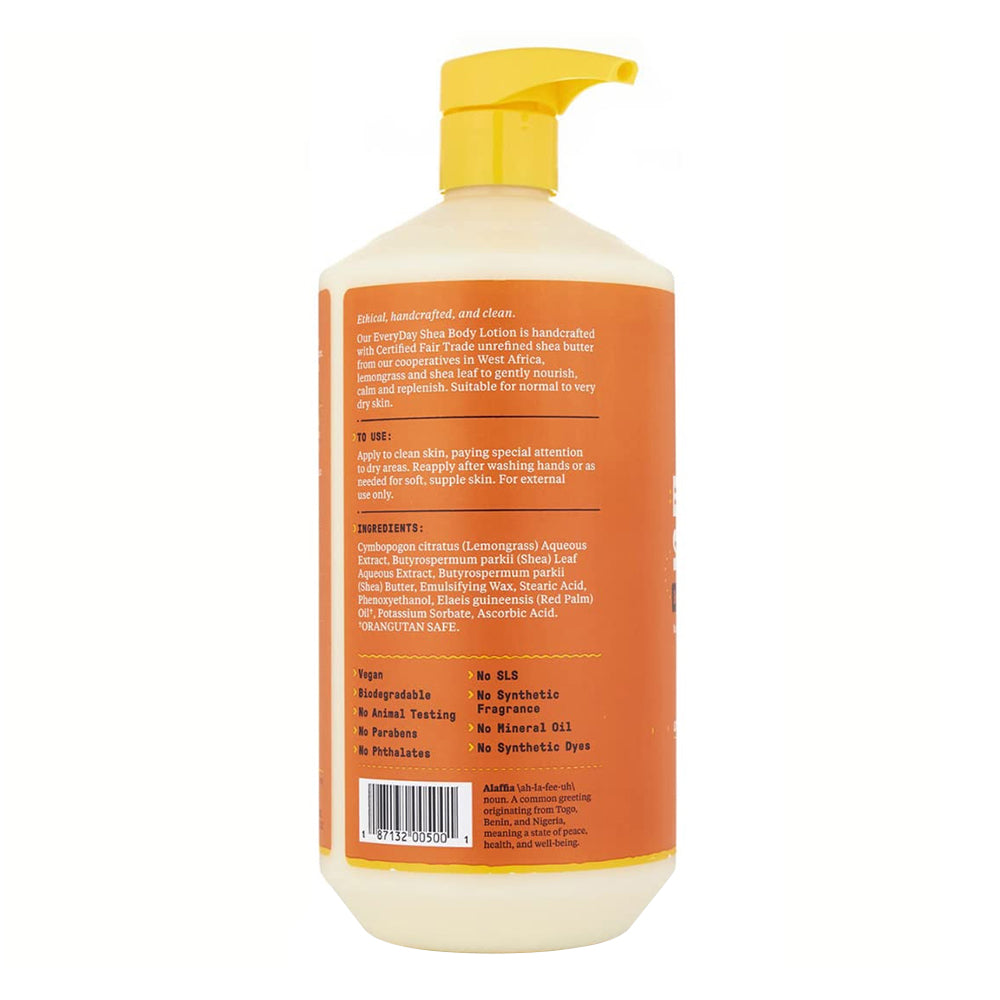 Alaffia Everyday Shea Butter and Lemongrass Unscented Moisturizing Body Lotion, 32 Oz