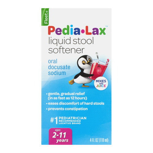 Fleet Pedia-Lax Oral Docusate Sodium Liquid Stool Softener, New Berry, 4 Oz