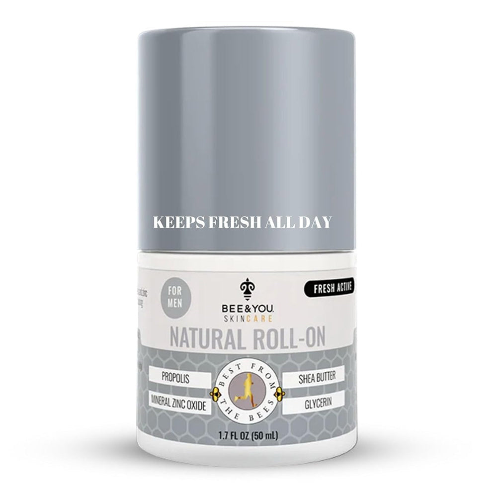 Bee and You Natural Roll On Deodorant for Men Sweat and Odor Protection Parabens and Aluminum Free 1.7Oz (50ml)
