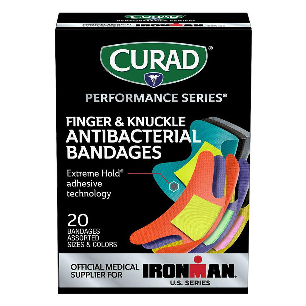 Curad Performance Series Fingertip and Knuckle Antibacterial Bandages, 20 Ea
