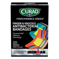 Curad Performance Series Fingertip and Knuckle Antibacterial Bandages, 20 Ea