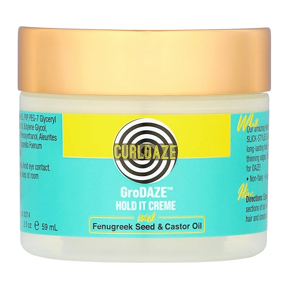 Curldaze Grodaze Hold It Creme Curl Enhancing with Fenugreek Seed and Castor Oil for Healthier Hair 2Oz (59ml)