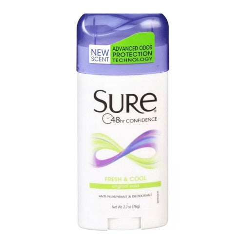 Sure Original Solid Anti-Perspirant Deodorant, Fresh and Cool Scent, 2.70 oz