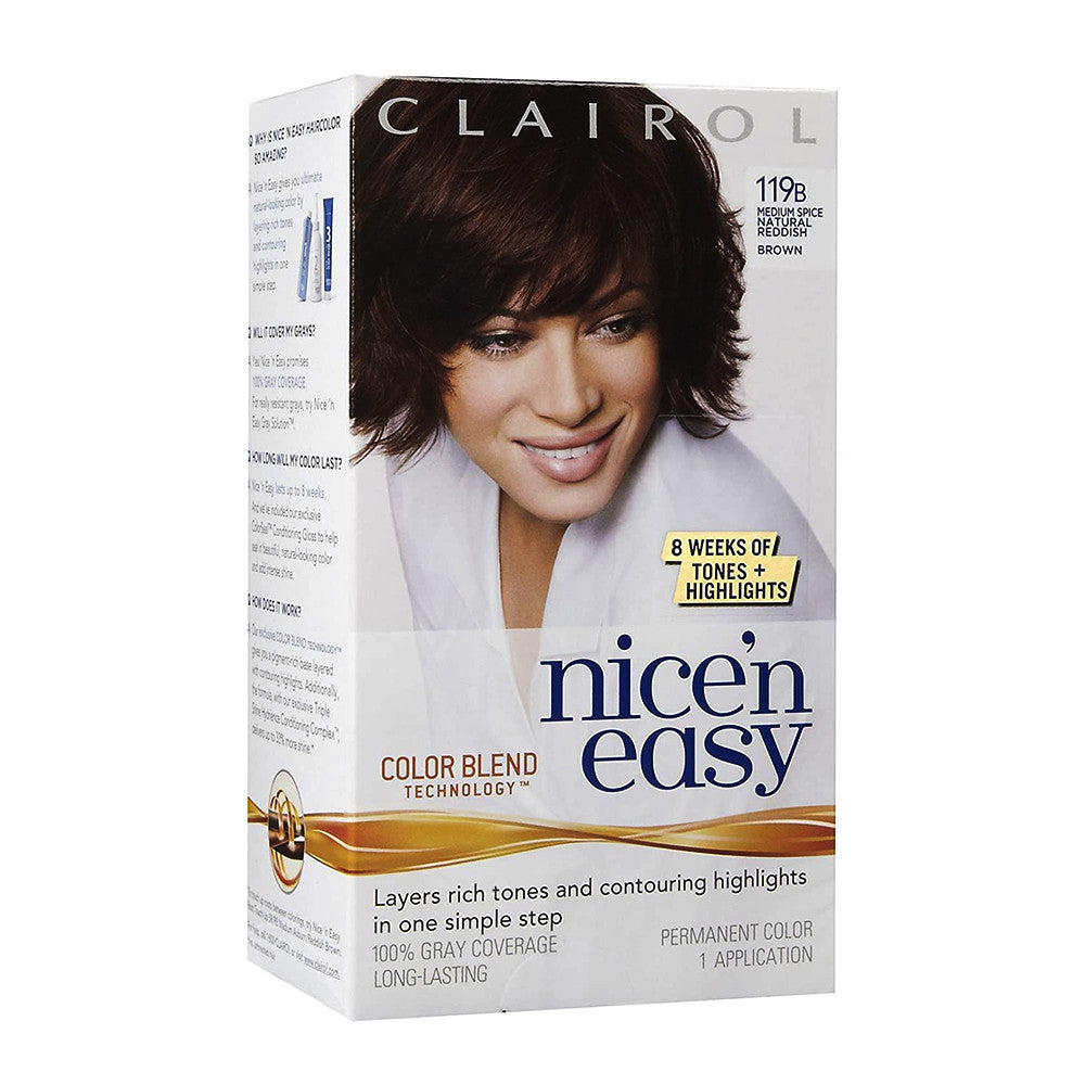 Clairol Nice N Easy Permanent Hair Color, Medium Spice #119B - Kit