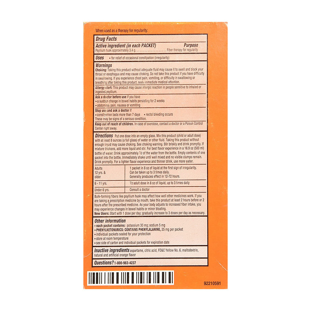 Metamucil Orange Multi Health Fiber, Orange Smooth, Sugar Free - 30 Packets