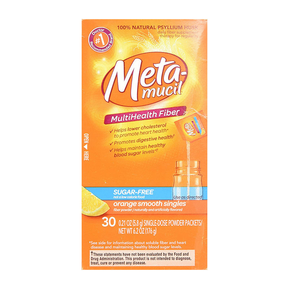 Metamucil Orange Multi Health Fiber, Orange Smooth, Sugar Free - 30 Packets