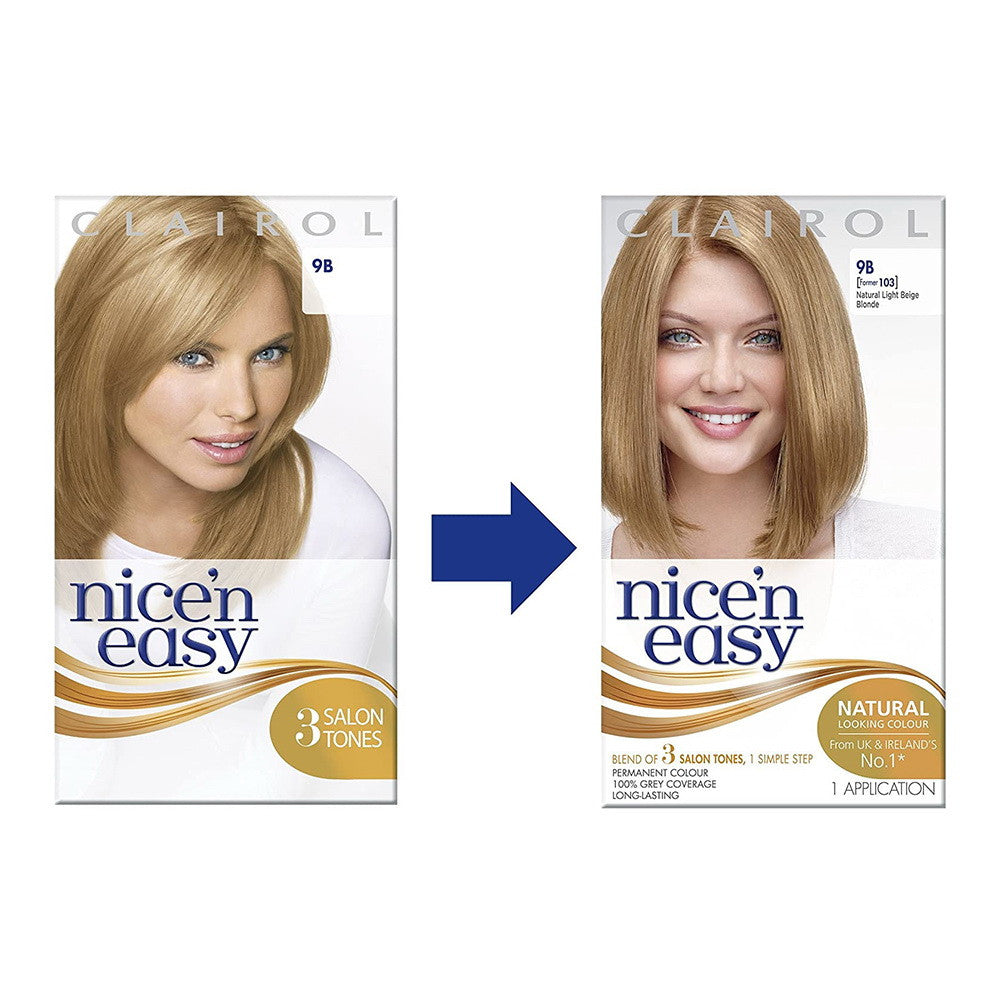 Clairol Nice N Easy Natural Light Neutral Blonde #103 Permanent Hair Color, Kit