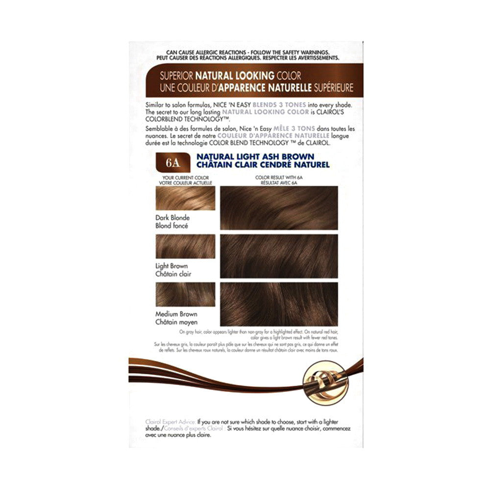 Clairol Nice N Easy Natural Light Ash Brown #114 Permanent Hair Color, Kit