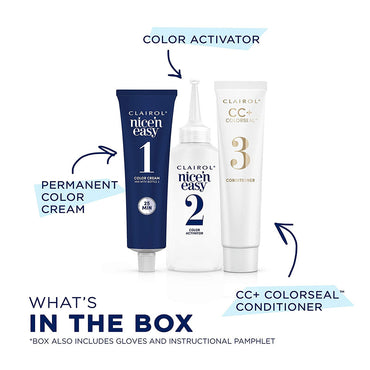 Clairol Nice N Easy 2BB Blue Black Hair Color Permanent Hair Color, Natural Blue Black #124 - Kit