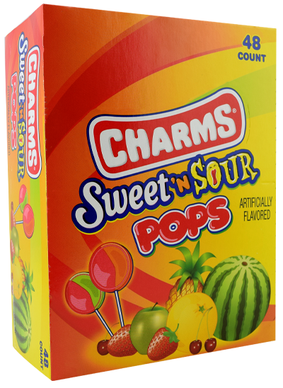 Charms Sweet And Sour Pops - 48 Lollipops/Box