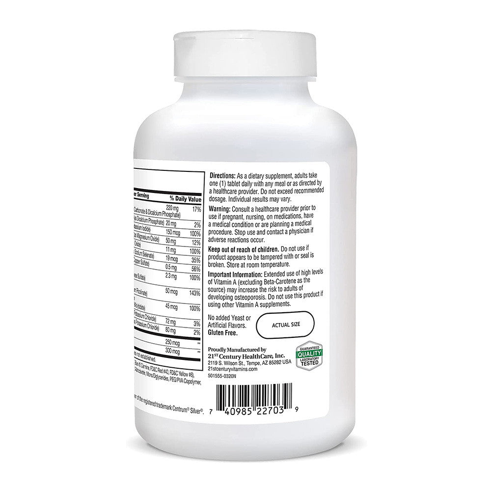 21st Century Sentry Senior Multivitamin Mineral Supplement Tablets, 265 Ea