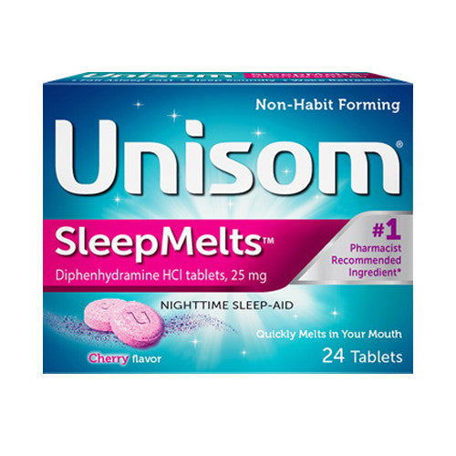 Unisom Quick Melts Nighttime Sleep-Aid Tablets, Cherry, 24 Ea