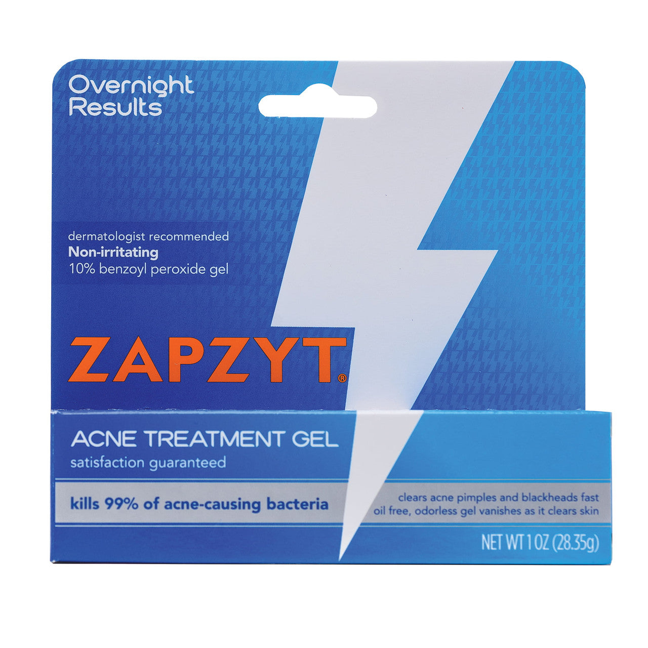 Zapzyt Maximum Strength 10% Benzoyl Peroxide Acne Treatment Gel, 1 Oz