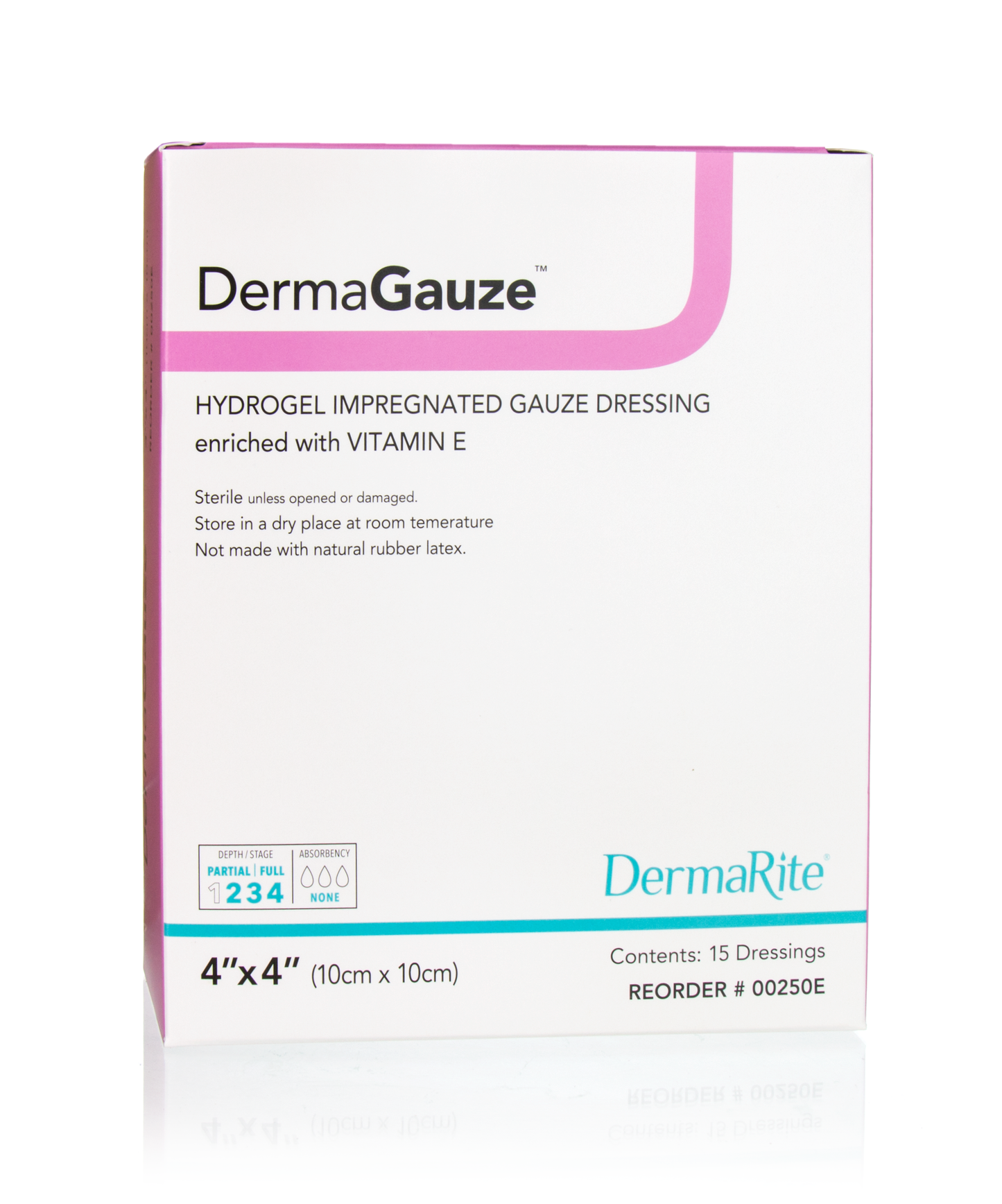 Dermagauze Impregnated Hydrogel Wound Dressing Size 4 X 4 Inches Vitamin E Enriched Hydrogel Formula Promotes Wound Moisture Levels and Healing Process 15Ea