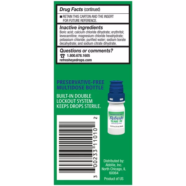 Refresh Tears Pf Lubricant Eye Drops, 0.33 Oz