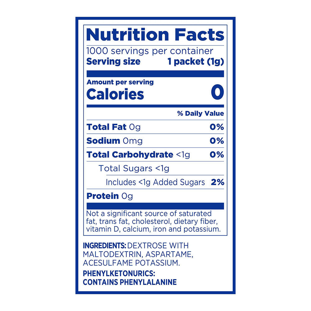 Equal Original Zero Calorie Sweetener, Sugar Substitute Packets, 2000 Ea