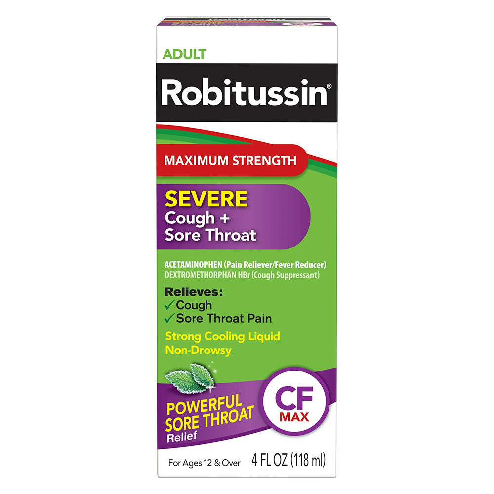 Robitussin Adult Maximum Strength Severe Cough+Sore Throat Relief, 4 Oz