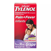 Infants Tylenol Oral Suspension, Fever Reducer and Pain Reliever, Grape Flavor, 1 oz
