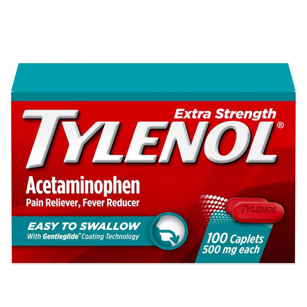 Tylenol Extra Strength Acetaminophen Pain Reliever Caplets, 100 Ea