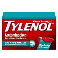 Tylenol Extra Strength Acetaminophen Pain Reliever Caplets, 100 Ea