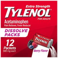 Tylenol Extra Strength Pain Reliever Caplets with Acetaminophen, Berry Flavor, 12 Ea