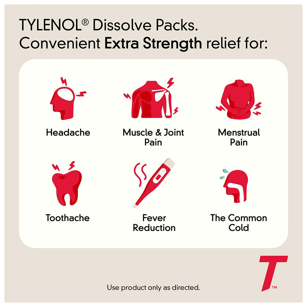 Tylenol Extra Strength with Acetaminophen Pain Reliever Caplets, Berry Flavor, 32 Ea