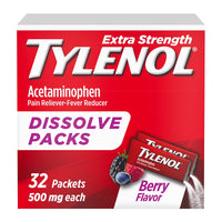 Tylenol Extra Strength with Acetaminophen Pain Reliever Caplets, Berry Flavor, 32 Ea