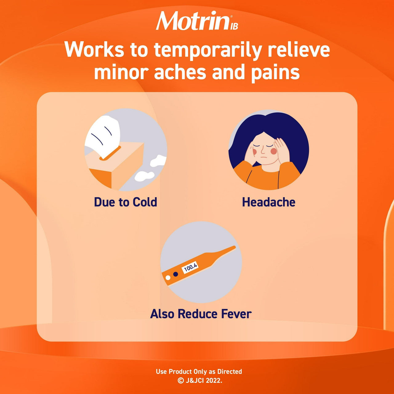 Motrin IB Ibuprofen Pain and Fever Reliever, Coated Caplets, 225 Ea