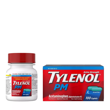 Tylenol Pm Extra Strength Pain Reliever And Nighttime Sleep Aid Caplets, 100 Ea