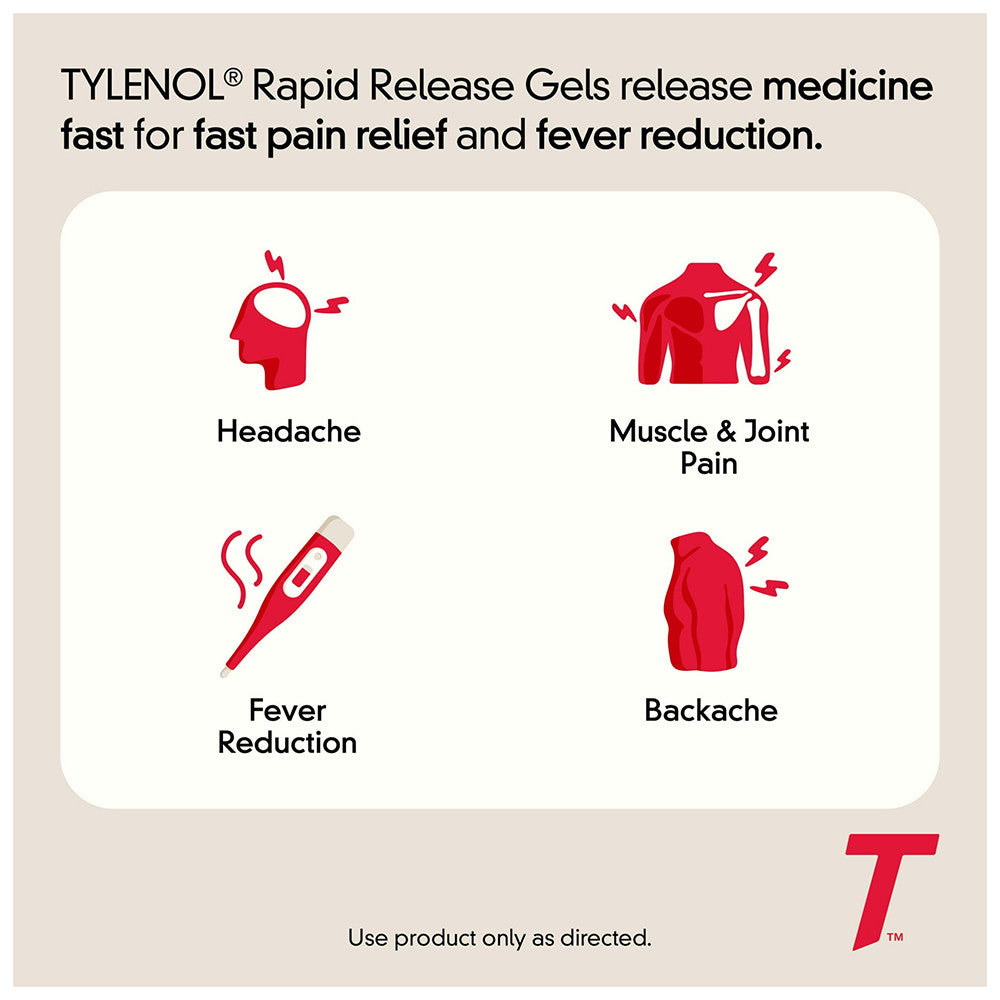 Tylenol Extra Strength Acetaminophen Rapid Release Gels, 225 Ea