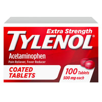 Tylenol Extra Strength Acetaminophen Pain Reliever 500 Mg Coated Tablets, 100 Ea