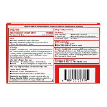 Sudafed PE Congestion Maximum Strength Sinus Pressure And Nasal Congestion Relief Tablets, 18 Ea
