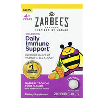Zarbees Childrens Daily Immune Support 4+ Years Chewable Tablets, Natural Tropical Fruit Flavor, 28 Ea