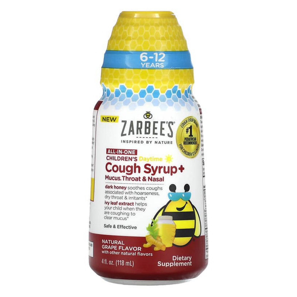 Zarbees Childrens Daytime Cough Syrup Mucus Throat and Nasal, Natural Grape Flavor, 4 Oz