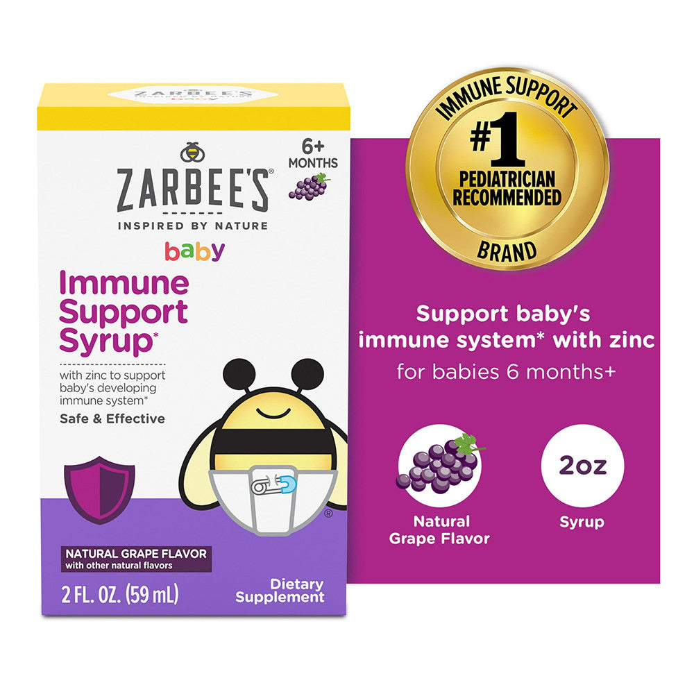 Baby Zarbees Immune Support Syrup, Grape, 6+ Months, 2 Oz