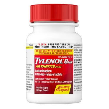 Tylenol 8 Hour Arthritis Pain Extended Release Caplets, 650 mg, 100 Ea